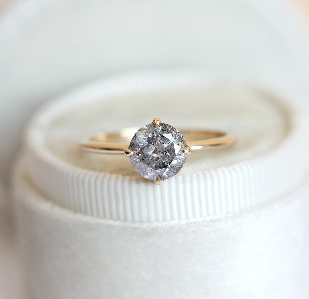Round Salt & Pepper Diamond Ring