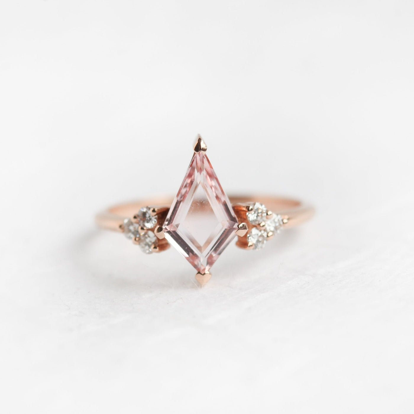 Morganite Rose Gold Ring with Accent Diamonds