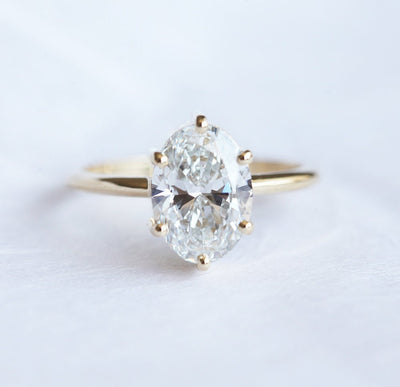 Oval White Diamond Gold Ring