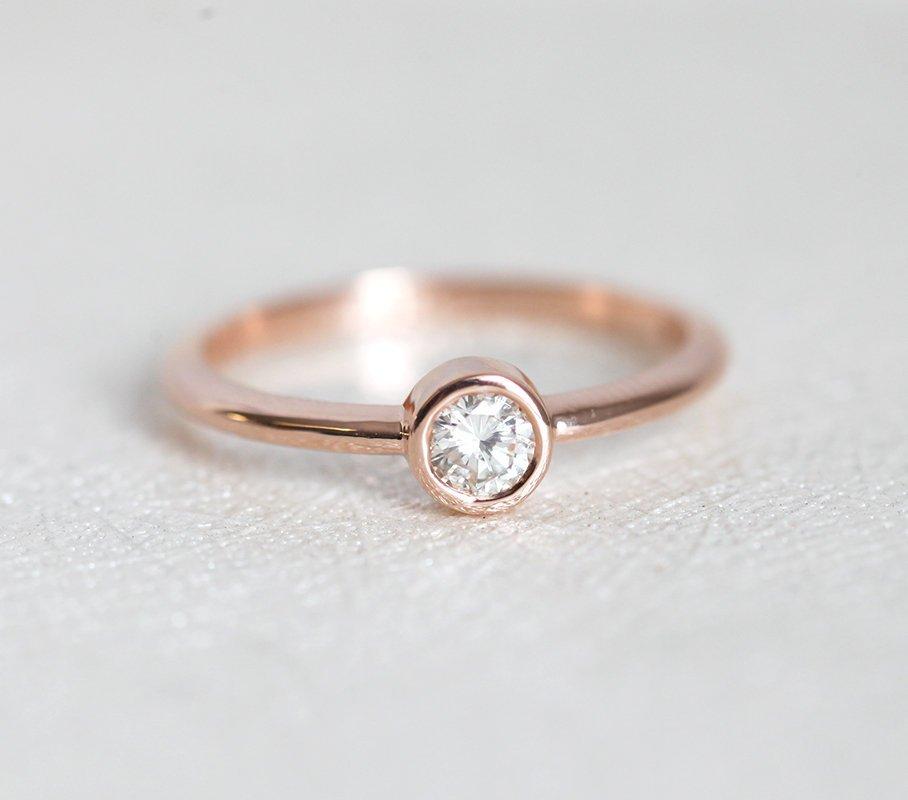 Simple Round White Diamond Solitaire Engagement Ring