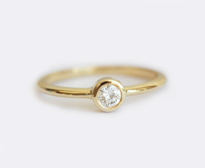 Simple Round White Diamond Solitaire Engagement Ring