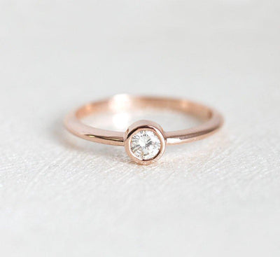 Simple Round White Diamond Solitaire Engagement Ring