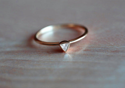 Trillion Cut White Diamond Solitaire Gold Wedding Ring