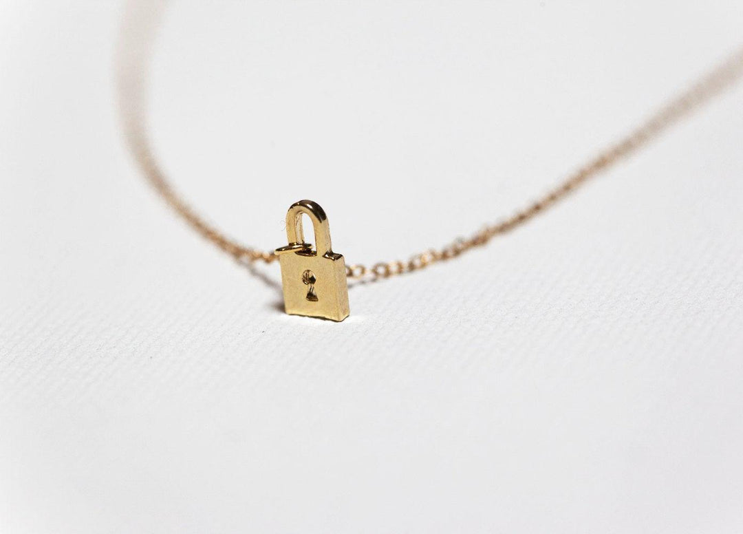 Delicate Luck 14K Gold Chain Small Gold Padlock Necklace – Capucinne