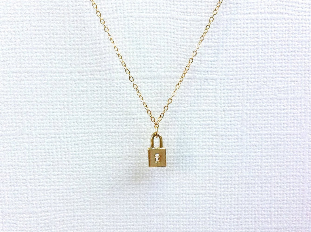 Padlock Necklace 14K Solid Gold Love Lock Pendant Necklace offers Women Adjustable Twisted Rope Chain Dainty Necklace