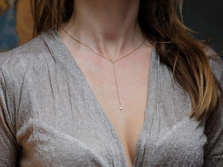 Delicate fashion gold lariat necklace