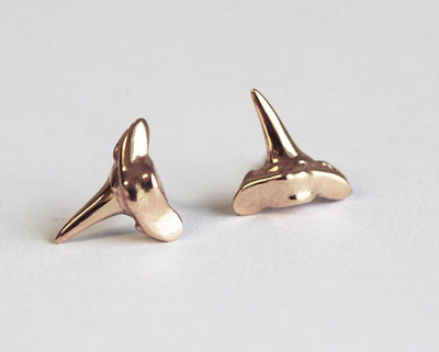 Shark tooth gold stud earrings