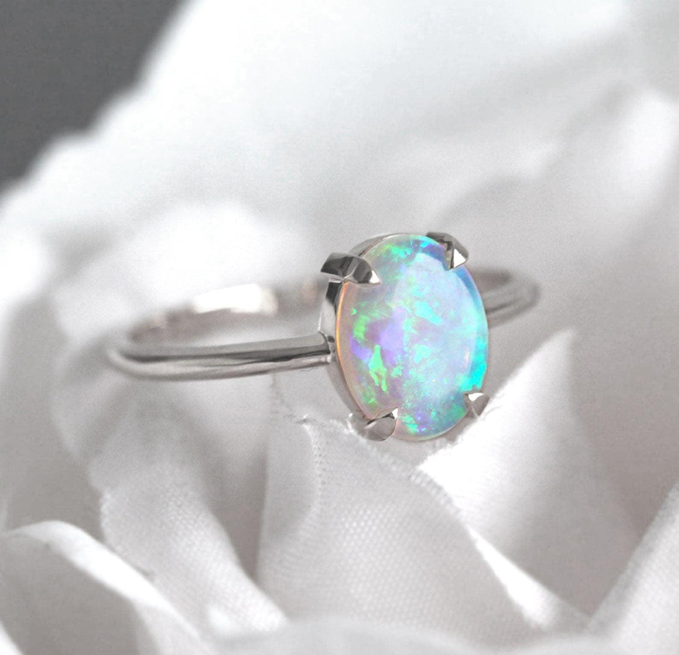 Solitaire Oval Opal Ring