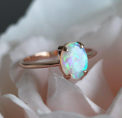 Solitaire Oval Opal Ring