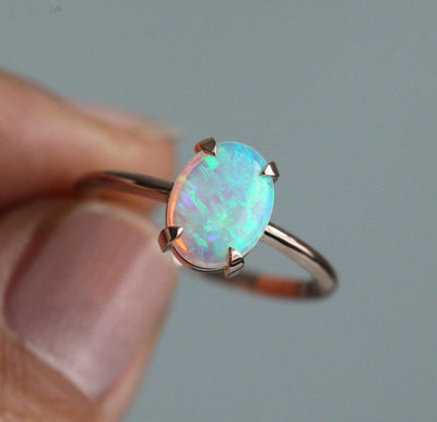 Solitaire Oval Opal Ring