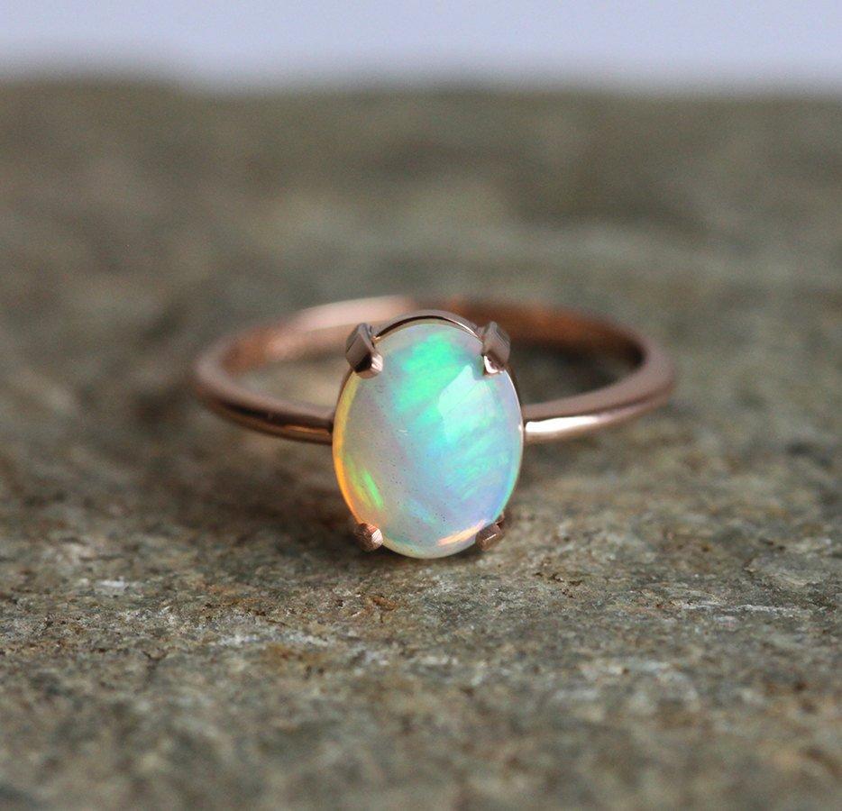 Solitaire Oval Opal Ring