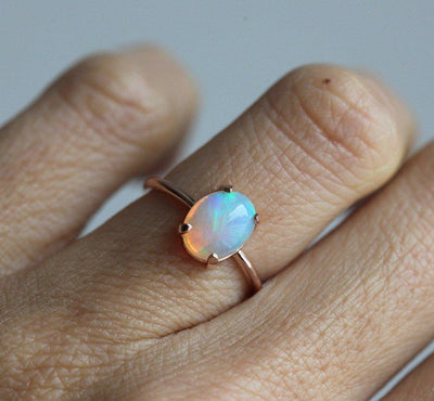 Solitaire Oval Opal Ring