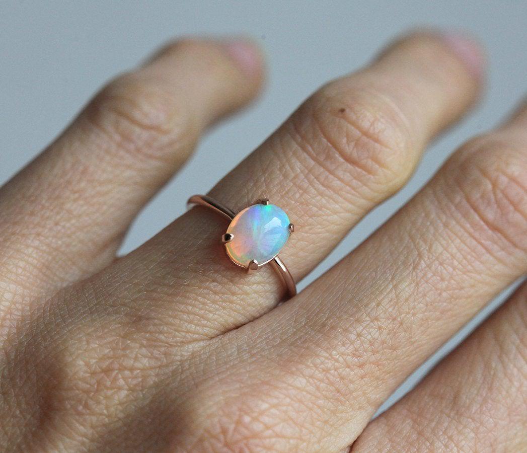 Solitaire Oval Opal Ring