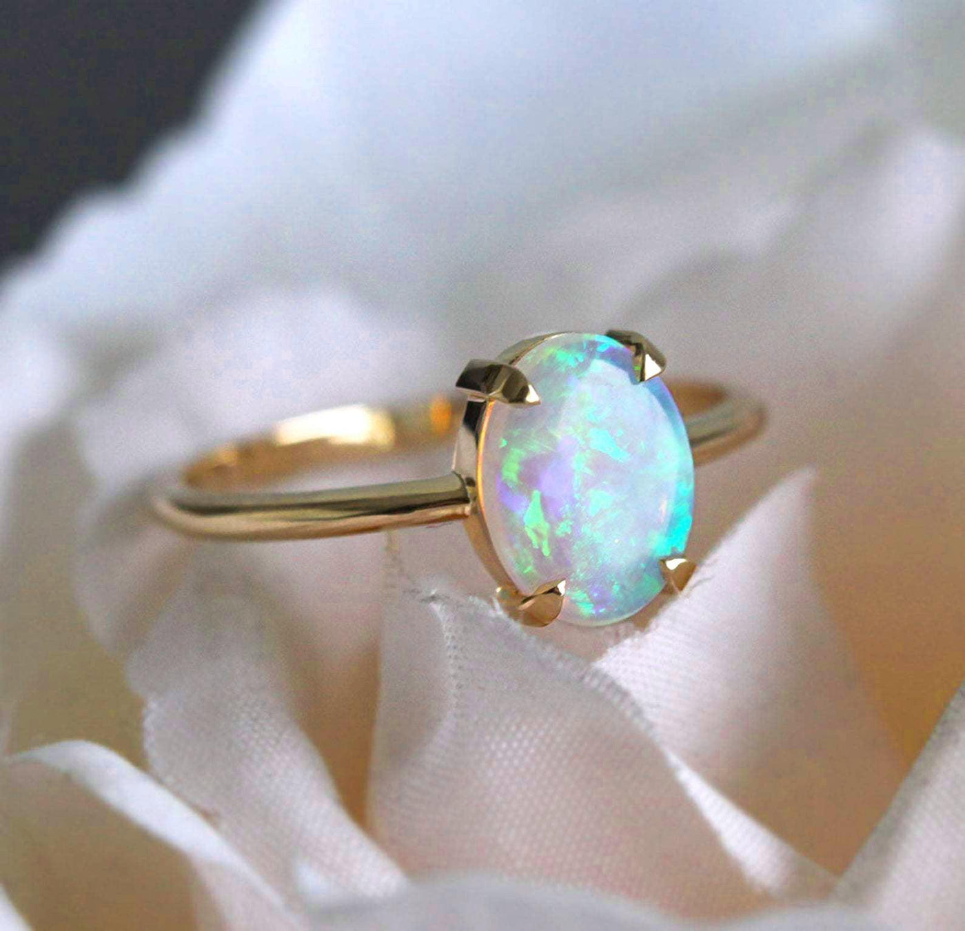 Solitaire Oval Opal Ring