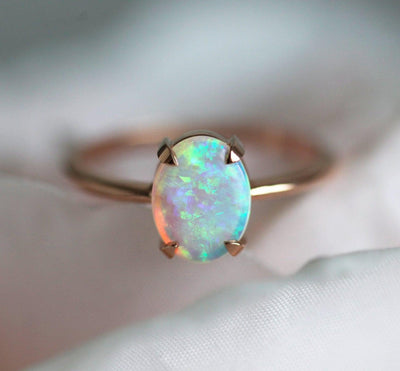 Solitaire Oval Opal Ring