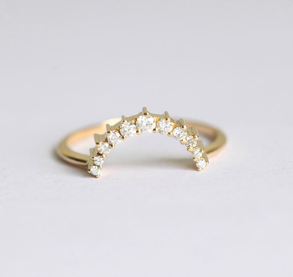 Round White Diamond Crown Stacking Ring