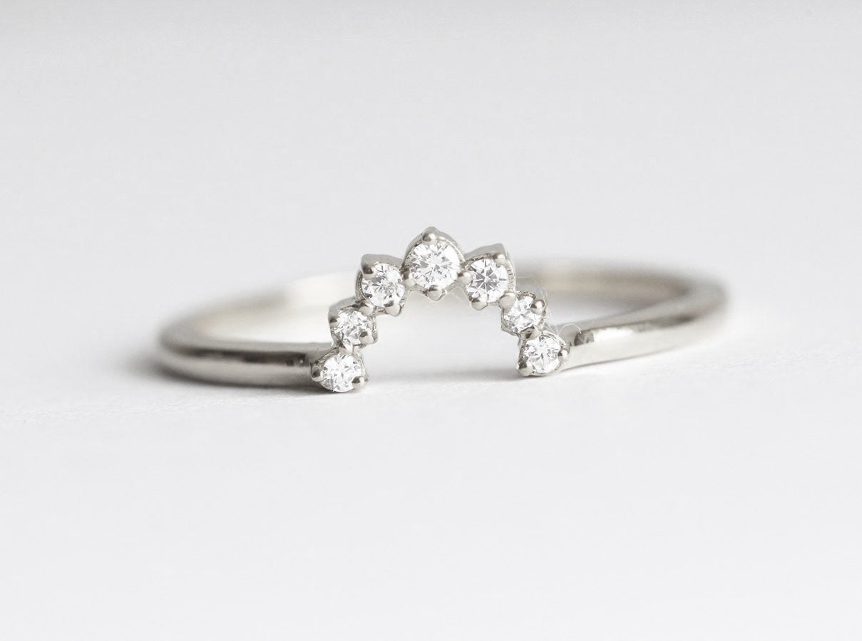 Round White Diamond Crown Stacking Ring