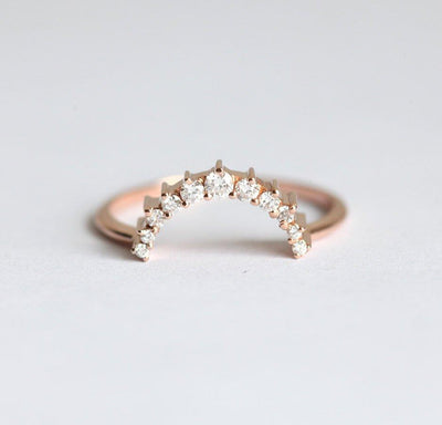 Round White Diamond Crown Stacking Ring