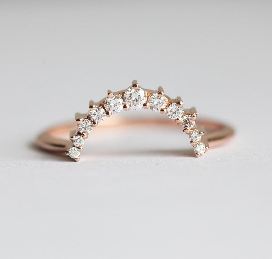 Round White Diamond Crown Stacking Ring