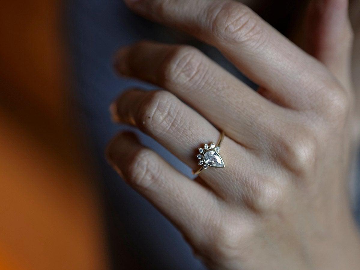 Diamond Engagement Ring, Half Halo Ring – Capucinne