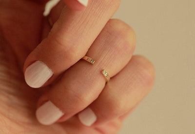 Princess Cut White Diamond Open Band Ring