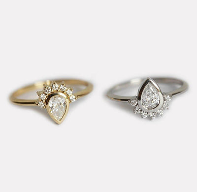 Pear Diamond Halo Engagement Rings