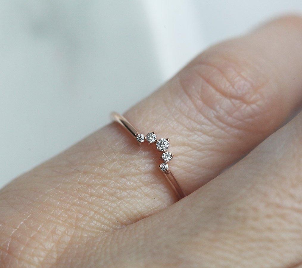 Simple White Round Diamond Band used as a complementary ring