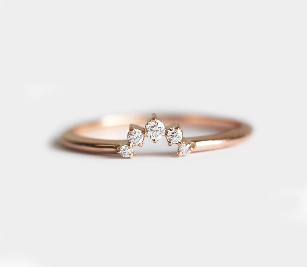 Simple White Round Diamond Band used as a complementary ring