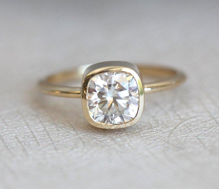 Cushion-Cut Moissanite Ring