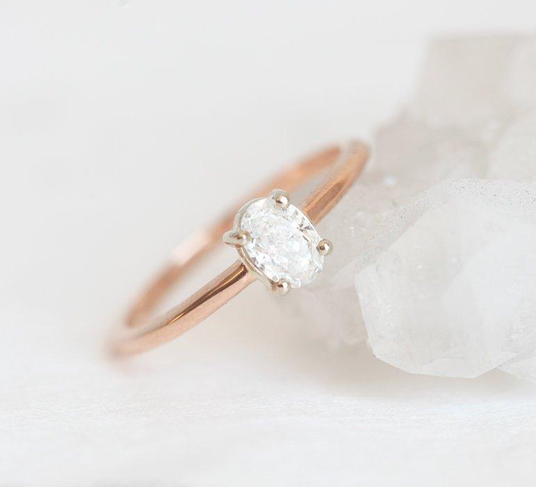 Oval White Diamond Wedding Ring
