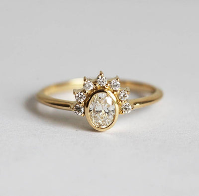 Diamond Ring Set, Oval Diamond Ring-Capucinne