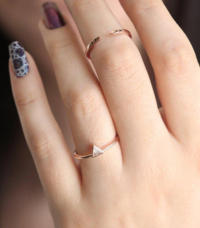 Triangle White Diamond Solitaire Ring
