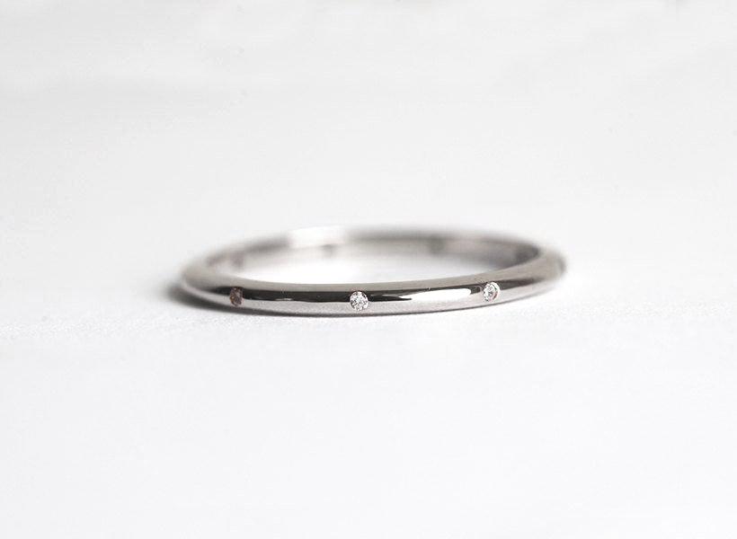 Simple Round White Diamond Wedding Band