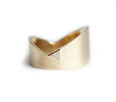 Triangle Shaped White Diamond Wedding Ring with asymmetric shape band