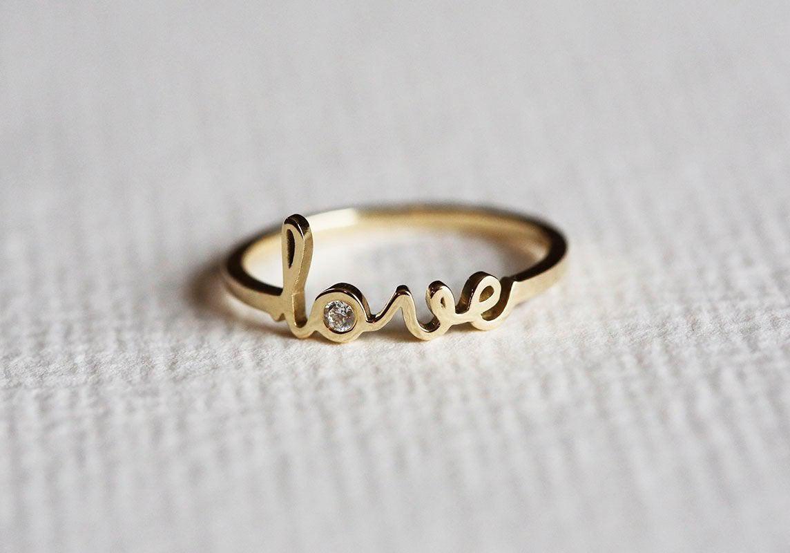 Personalized Name, Word Diamond Ring