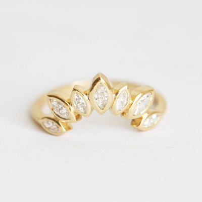 Marquise-Cut White Diamond Crown Ring