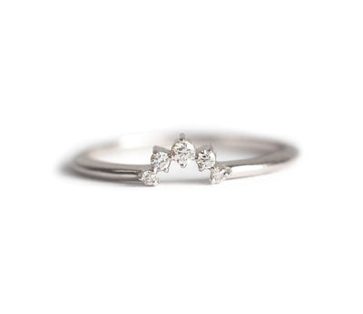 Round White Diamond V-Shaped Gold Ring