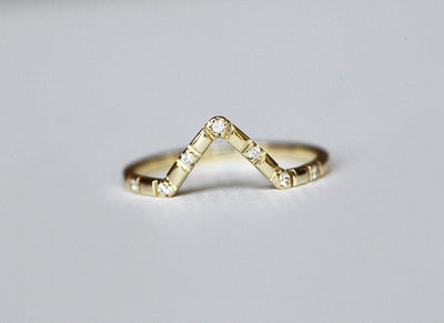 Micro Pave White Diamond V-Shaped Ring