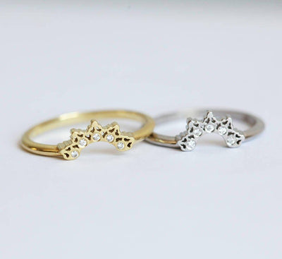 Round White Diamond Lace Wedding Ring