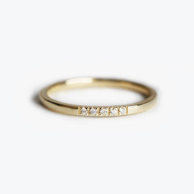 Round White Diamond Simple Wedding Band