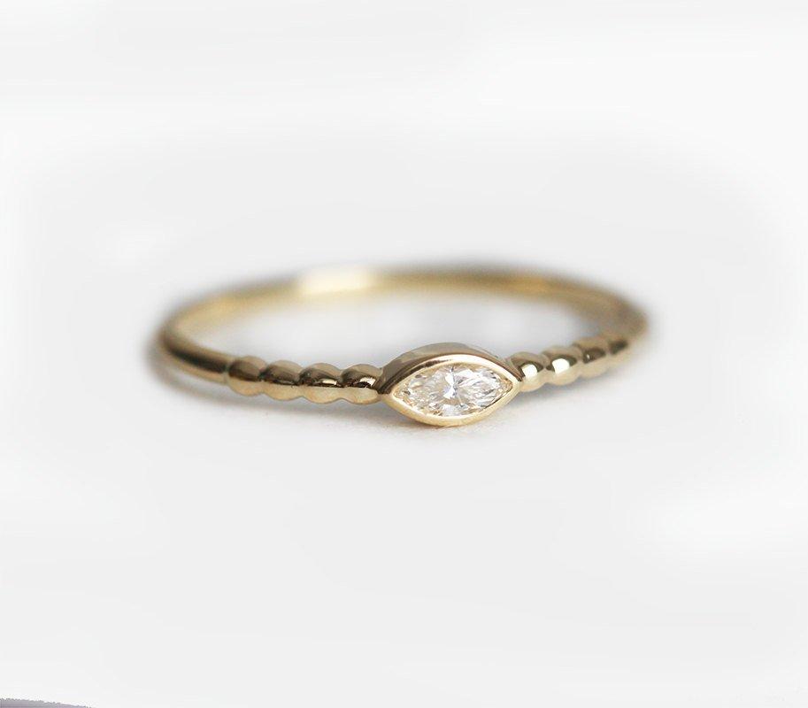Diamond Wedding Ring, Curved Diamond Ring