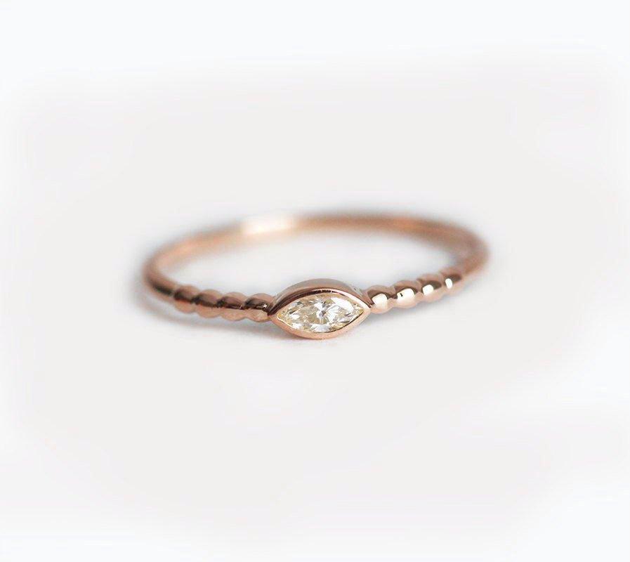Diamond Wedding Ring, Curved Diamond Ring