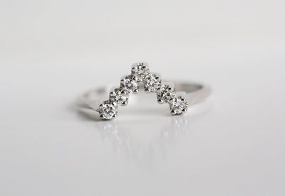 V-Shaped White Diamond Ring