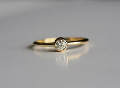 Round White Diamond Solitaire Ring