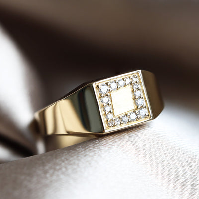 Diamond signet ring - Ready to Ship