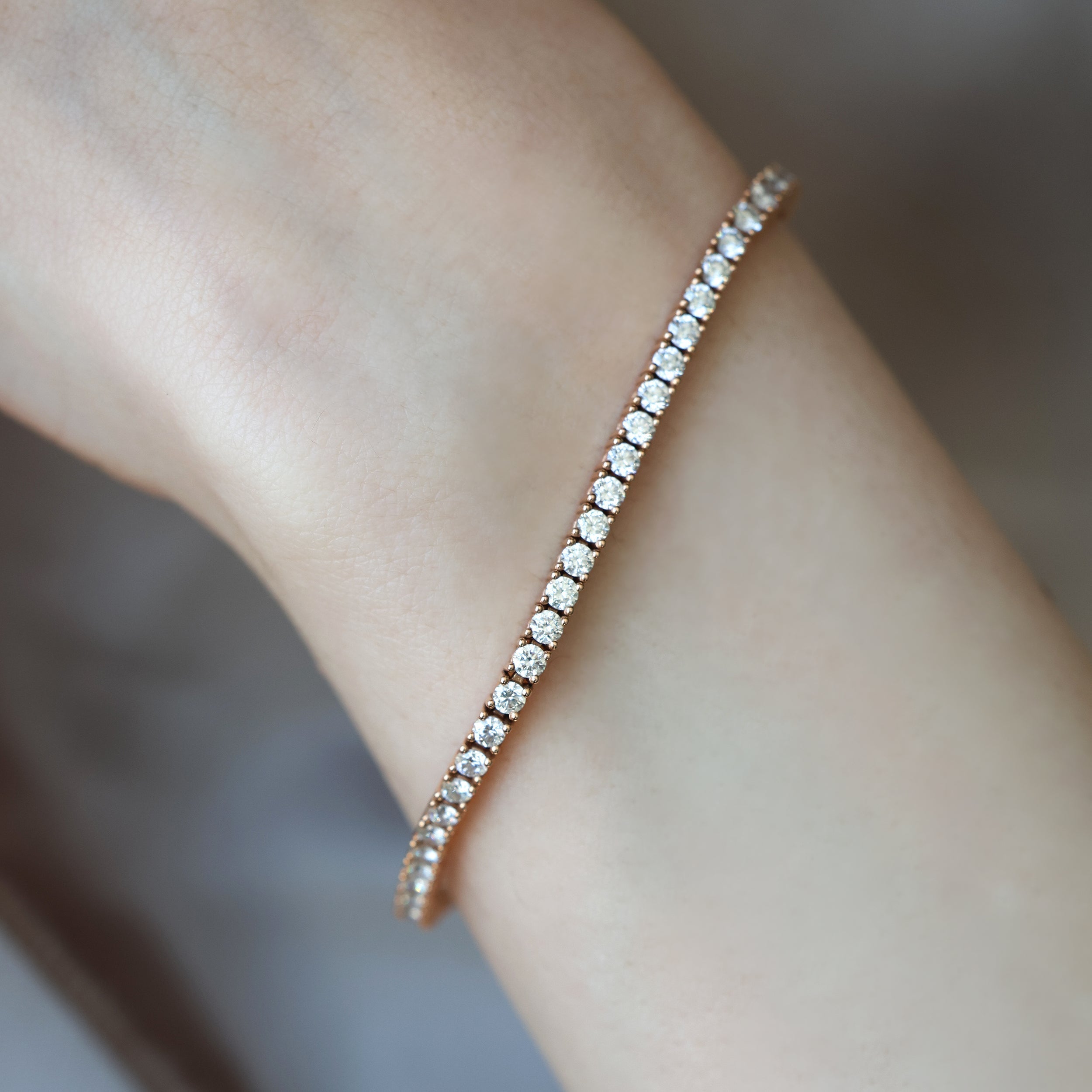 18kt rose gold diamond Princess Flower bead bracelet