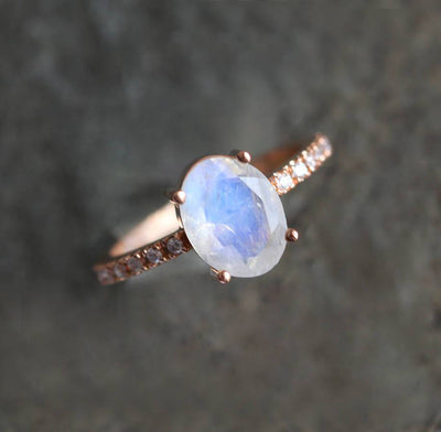 Oval Moonstone Engagement Ring