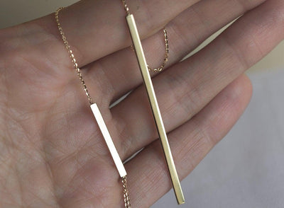 Gold bar drop necklace