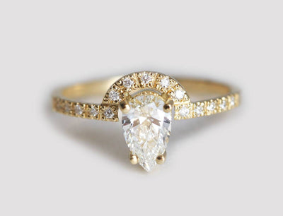 Pear White Diamond Eternity Curved Engagement Ring