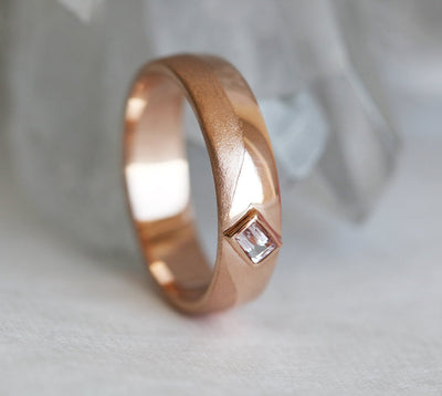 Rose Gold Wedding Band with Morganite